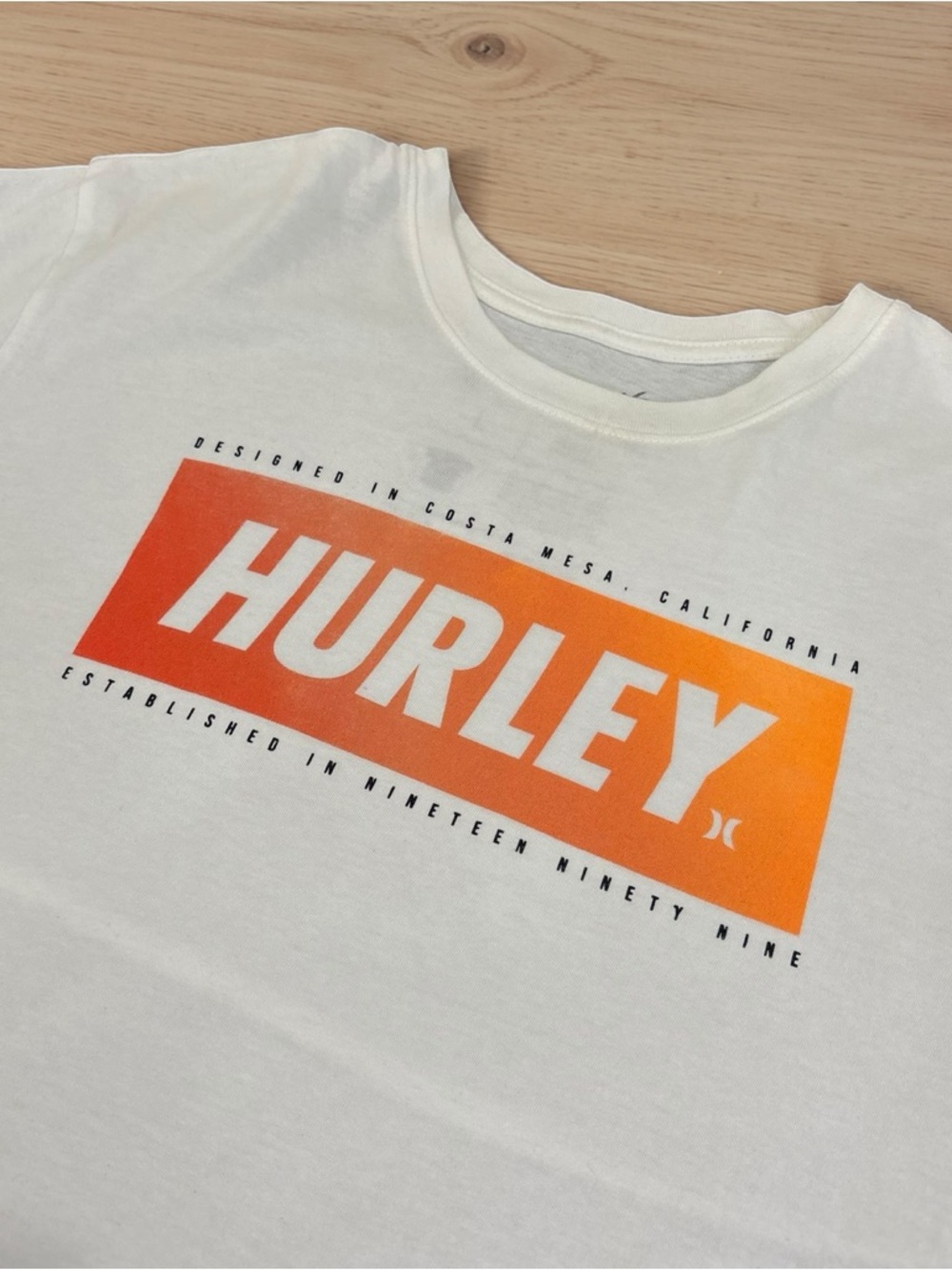 Hurley White Tee with Orange Gradient Logo